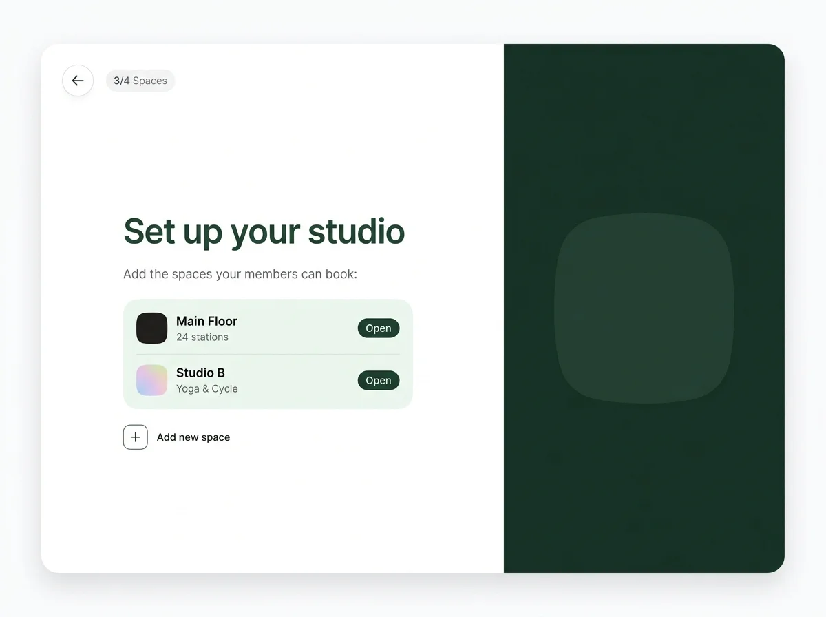 Onboarding-Bildschirm einer Studioverwaltungsplattform
